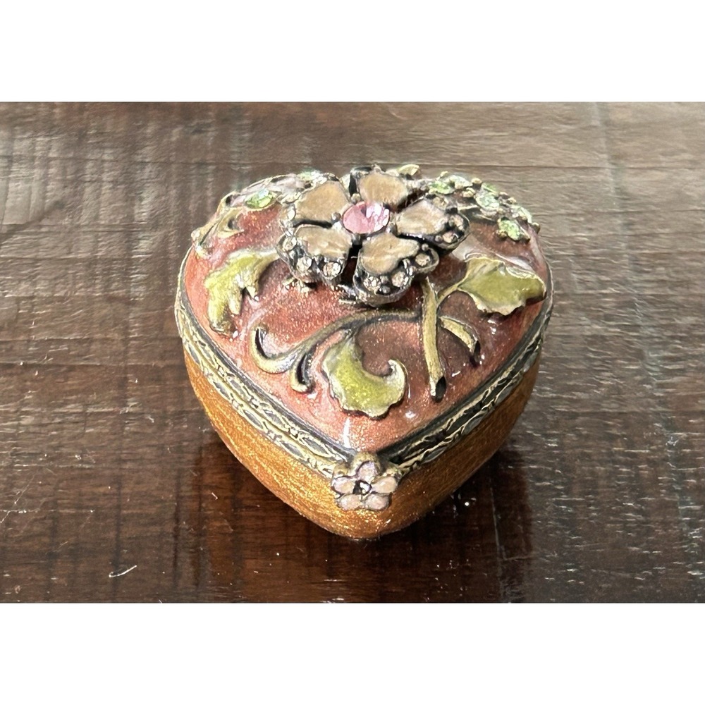 Jay Strongwater Heart Shaped‎  Flower Decoration Trinket Box